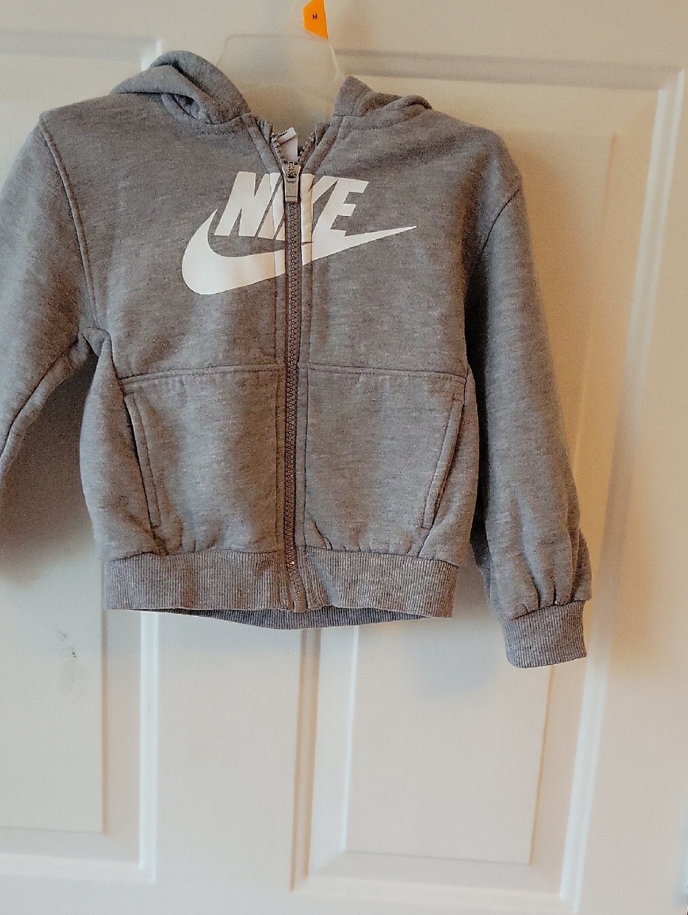 Nike Gray Kids Zip-Up Hoodie with White Logo